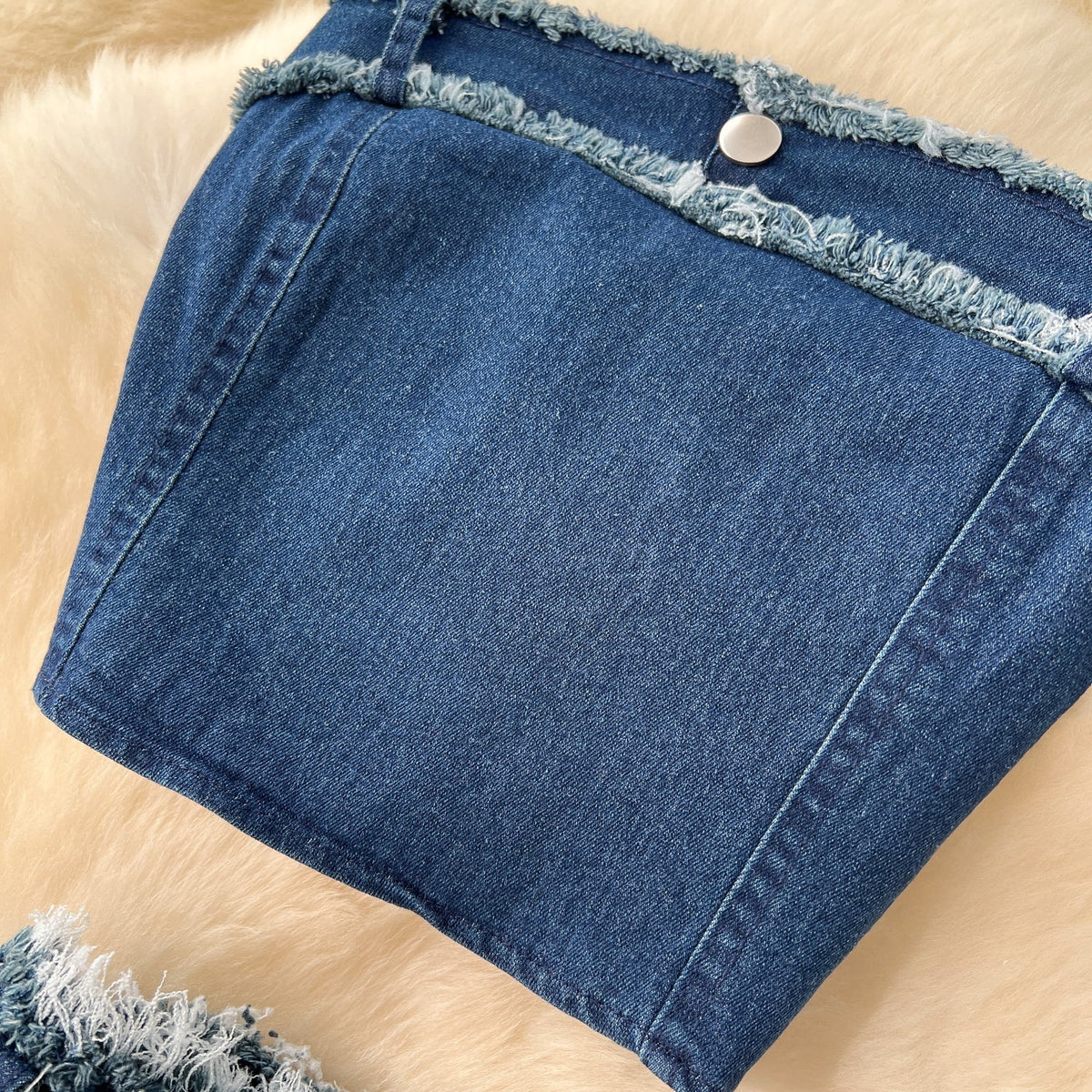 Tank Top & Fringed Skirt Denim 2Pcs