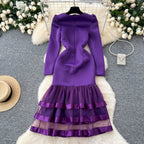 Beaded Mesh Pendulum Purple Dress