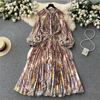 Crew Neck Floral Printed Shirt Dress
