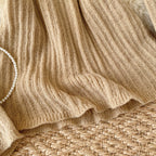 Folded Neckline Stripe-knit Sweater