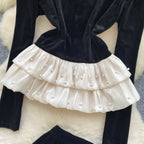 Beaded Ruffled Top & Suede Skirt 2Pcs