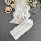 Turtleneck Sweater&Split Skirt 2Pcs