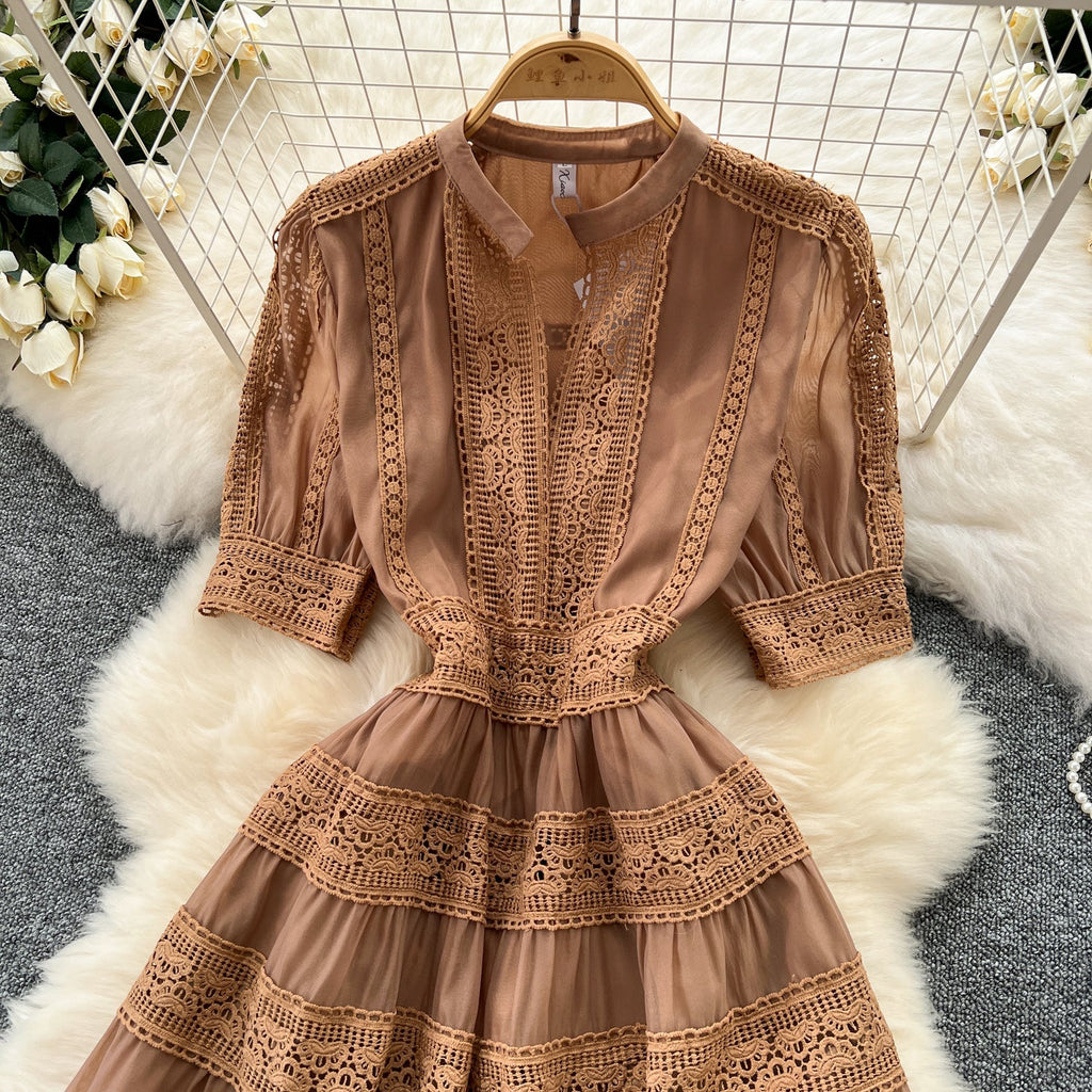 Courtly Elegant Lace Patchwork Dress