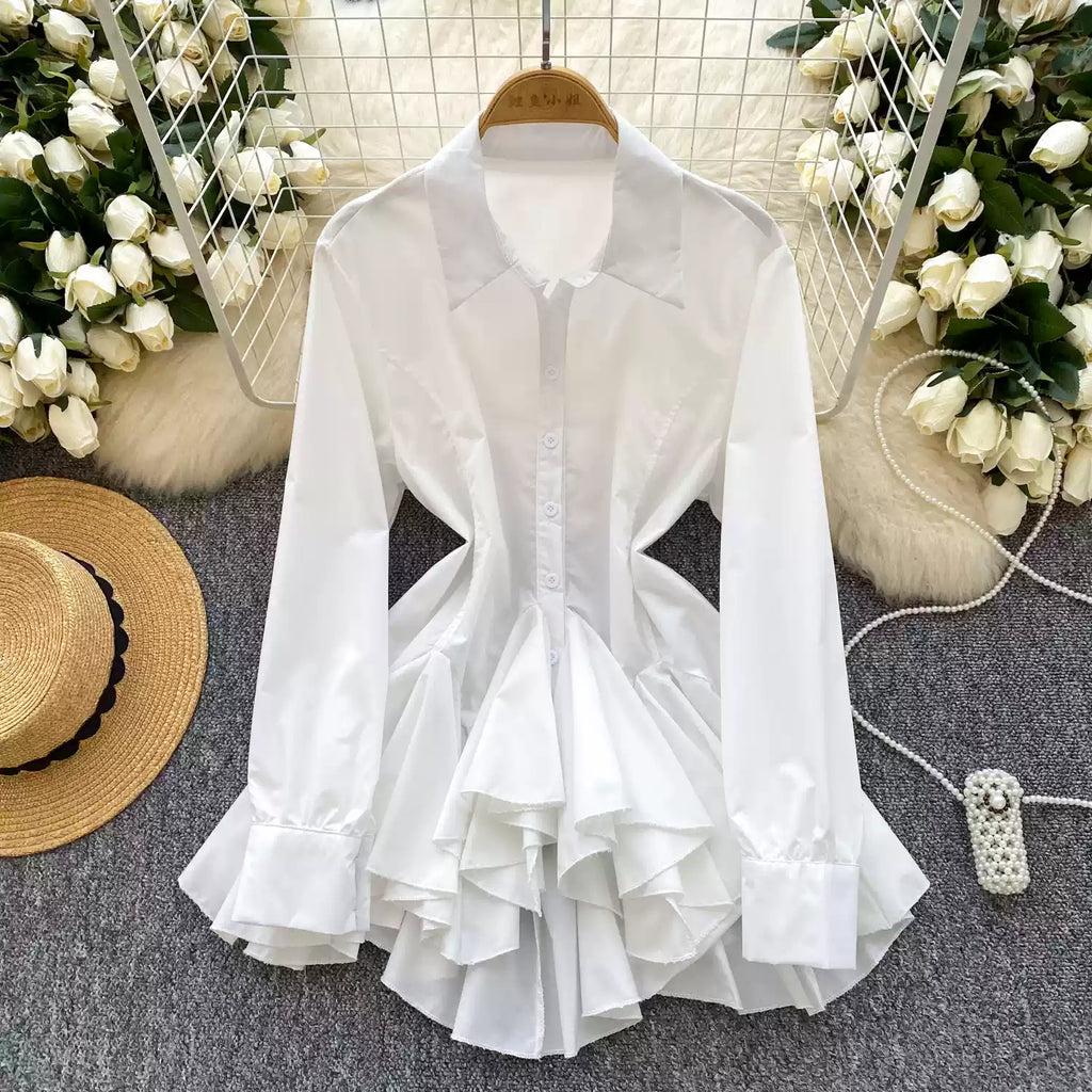 Niche Single-breasted Ruffled Shirt