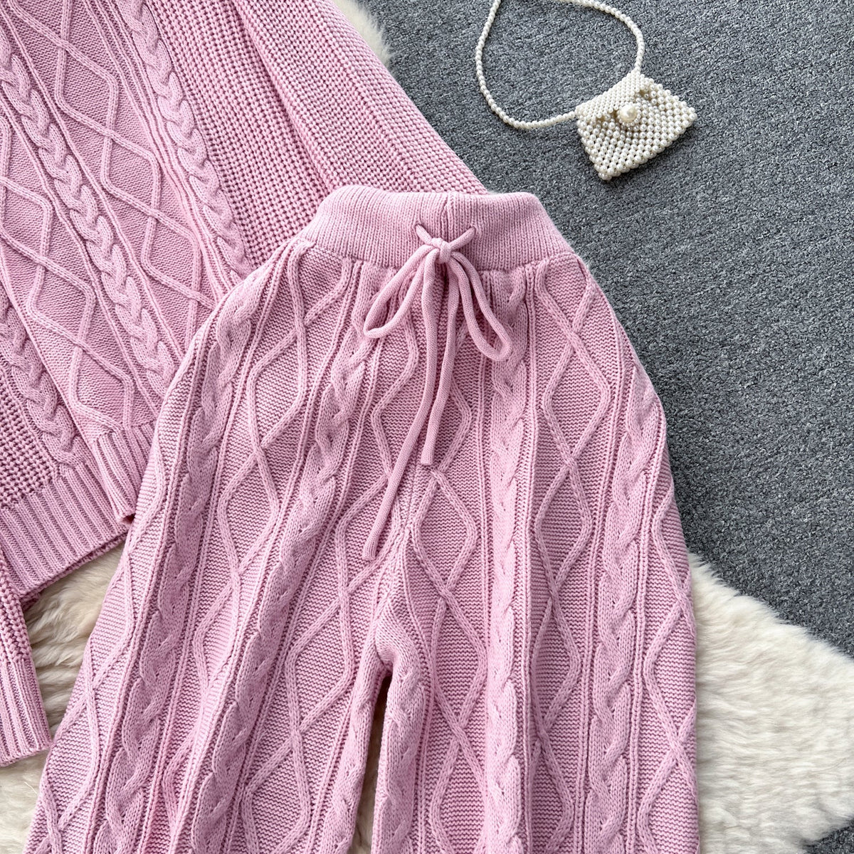 Twisted Sweater&Draped Trousers 2Pcs