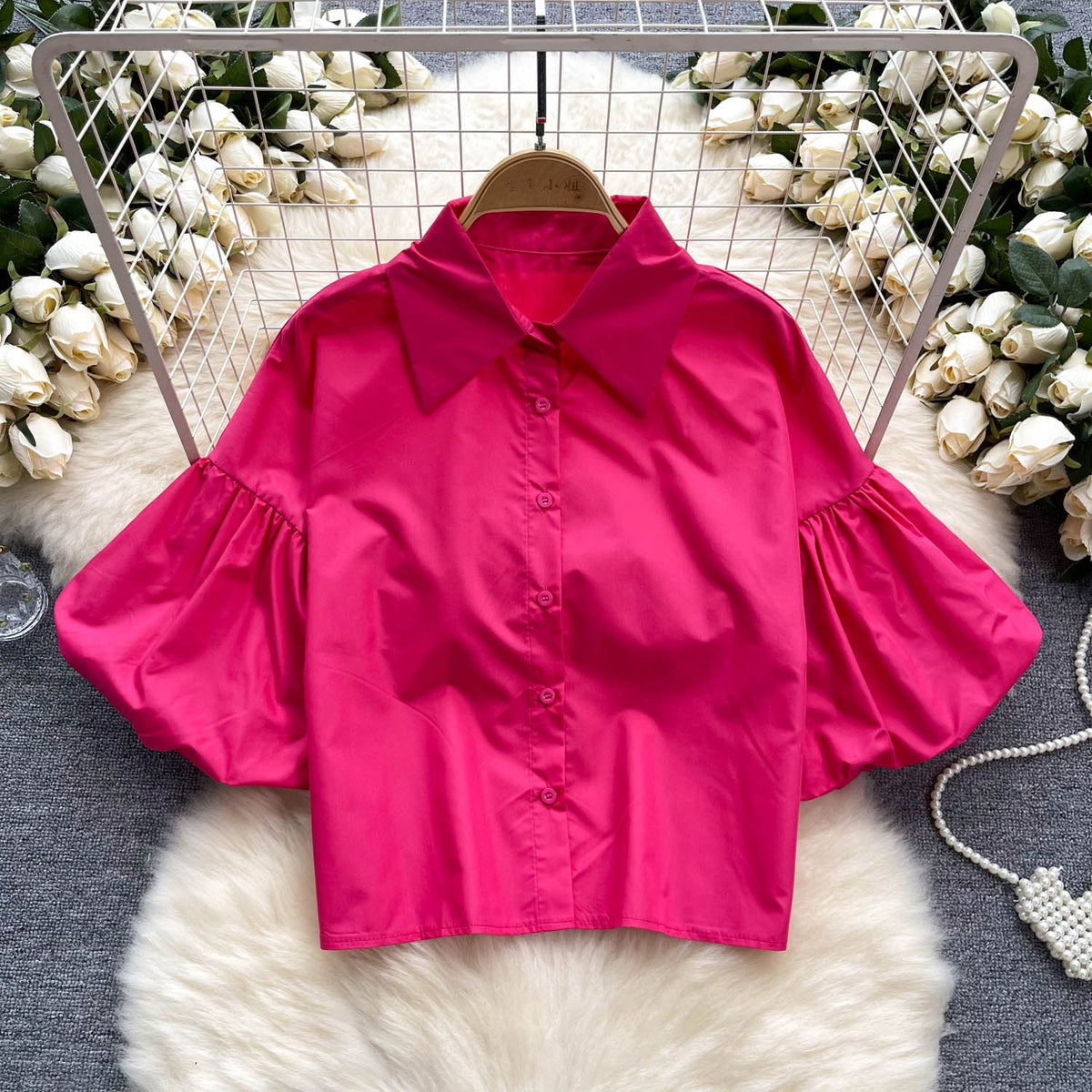 Niche Loose-fit Ruffled Sleeve Shirt