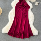 Premium Ruffled Patchwork Slim Dress