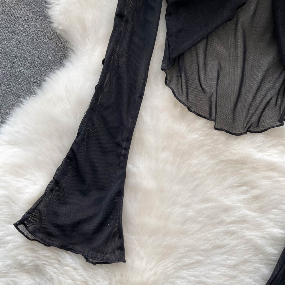 Vintage V-neck Sunscreen Black Cardigan