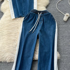 Patchwork Top&Trousers Denim 2Pcs