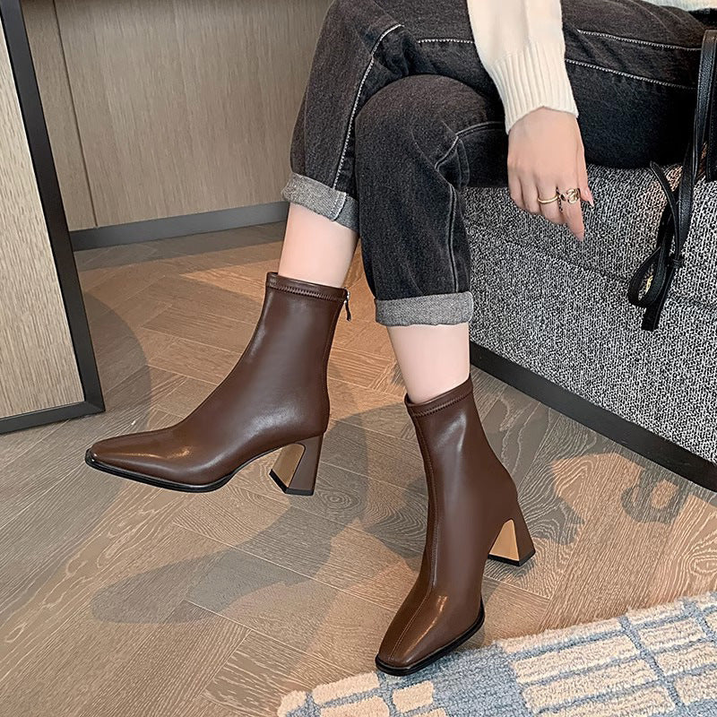 Back Zipped Chunky Stretch Boots