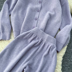 Turtleneck Cardigan&Wide-leg Trousers 2Pcs