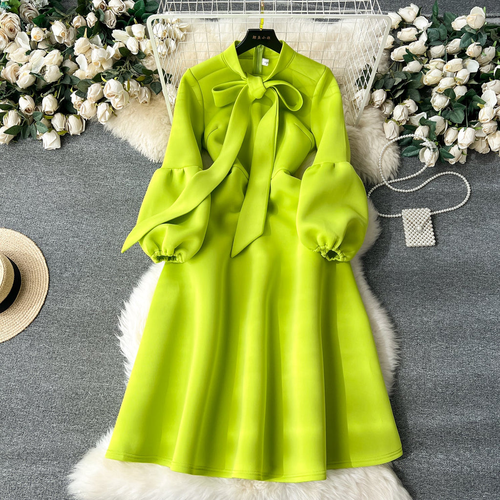 Premium Lace-up Solid Color Dress