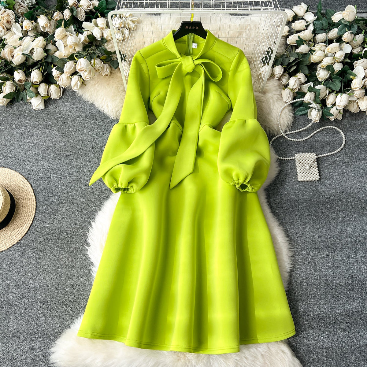 Premium Lace-up Solid Color Dress