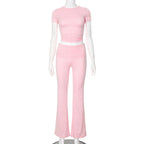 Top&Trousers Casual Solid Color 2Pcs