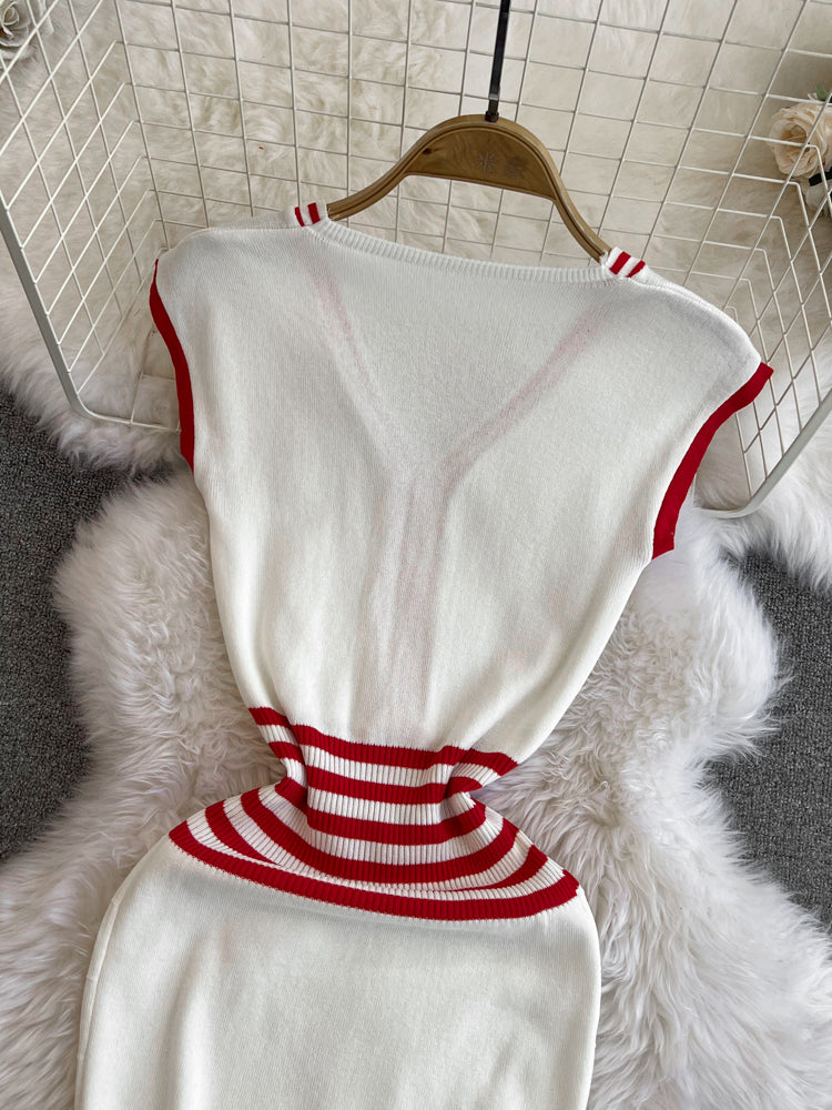 V-neck Sleeveless Knitted Bottoming Dress