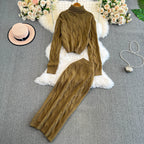 Turtleneck Sweater&Skirt Twisted 2Pcs
