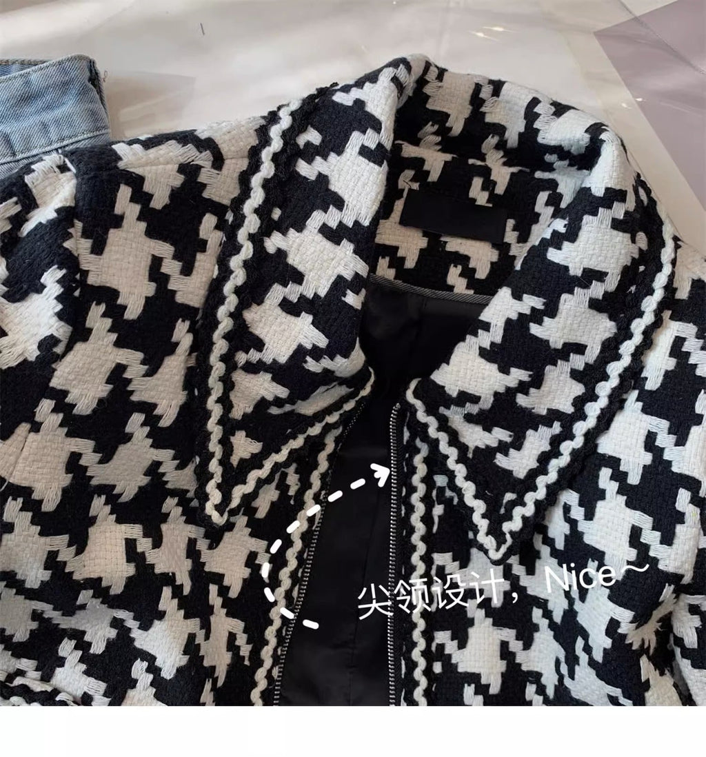 Black&White Houndstooth Short Jacket