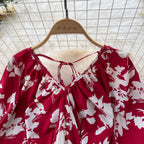 V-neck Pattern Printed Vintage Dress