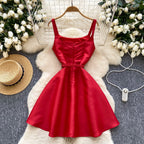 Vintage Ruffled Slip Dress with Belt