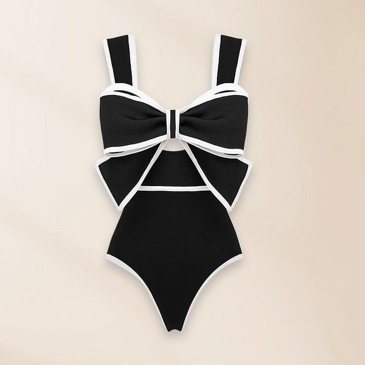 Bowtie&Dots Chiffon Beach Skirt Set Swimsuit