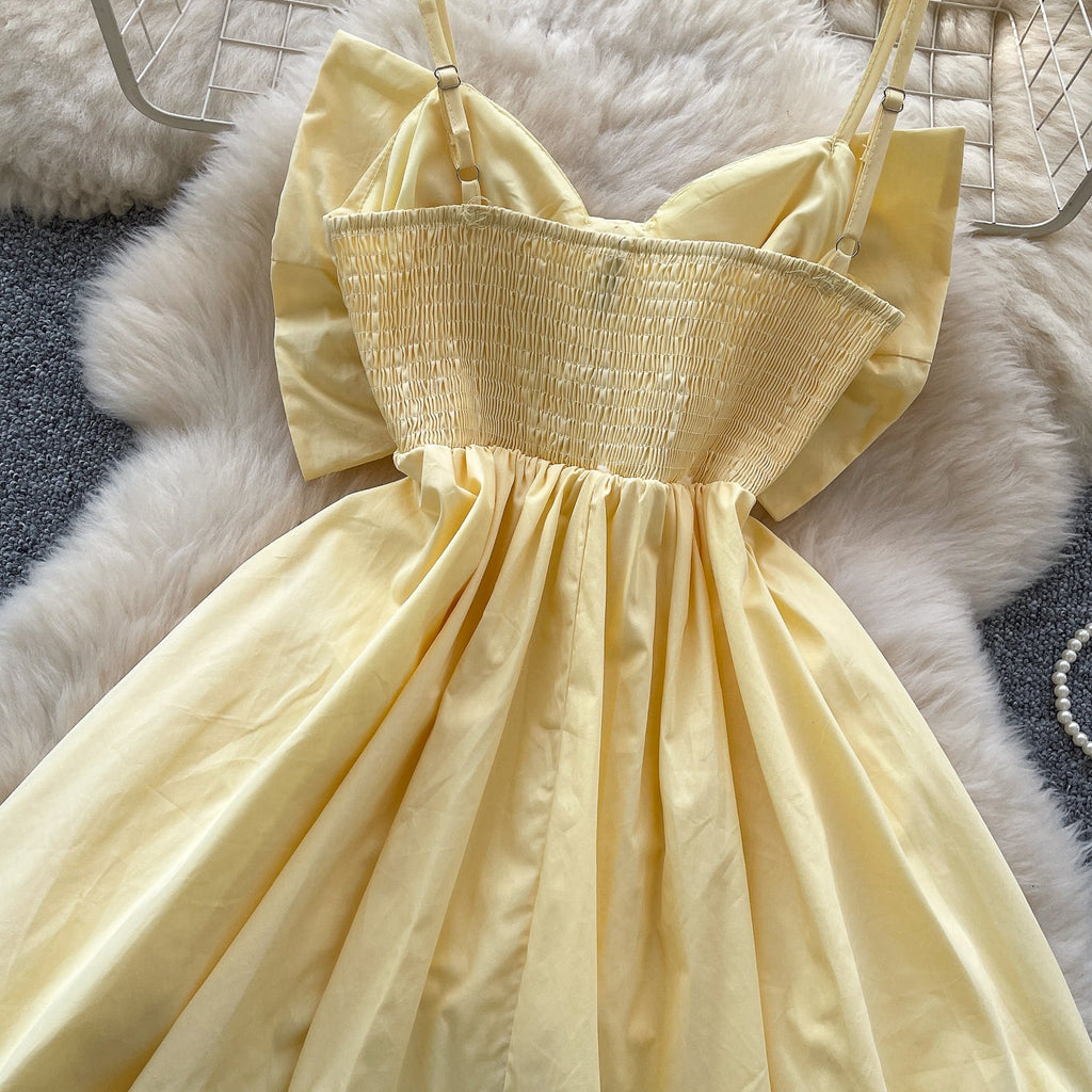 Chic Large Bow Elastic Slip Dress
