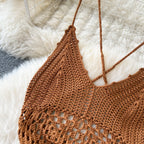 Bohemia Hollowed Caramel Slip Dress