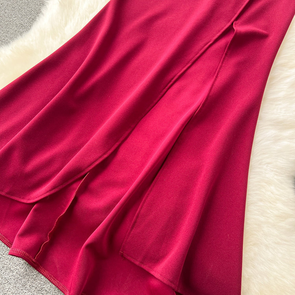 Premium Ruffled Patchwork Slim Dress