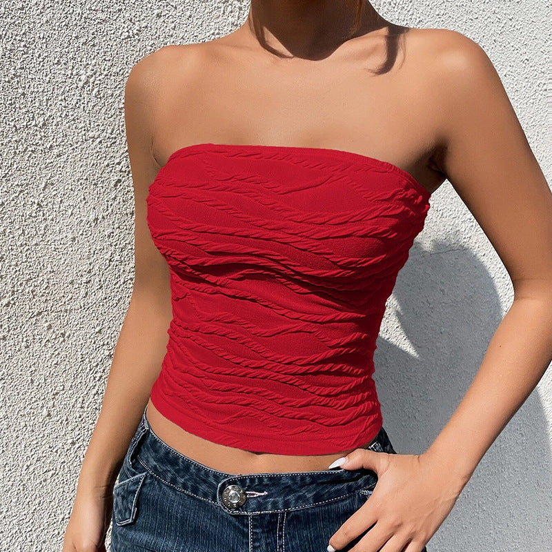 Off-shoulder Sleeveless Solid Color Top
