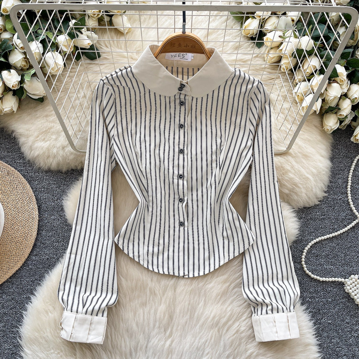 Chic Waist-slimming Stripe Shirt