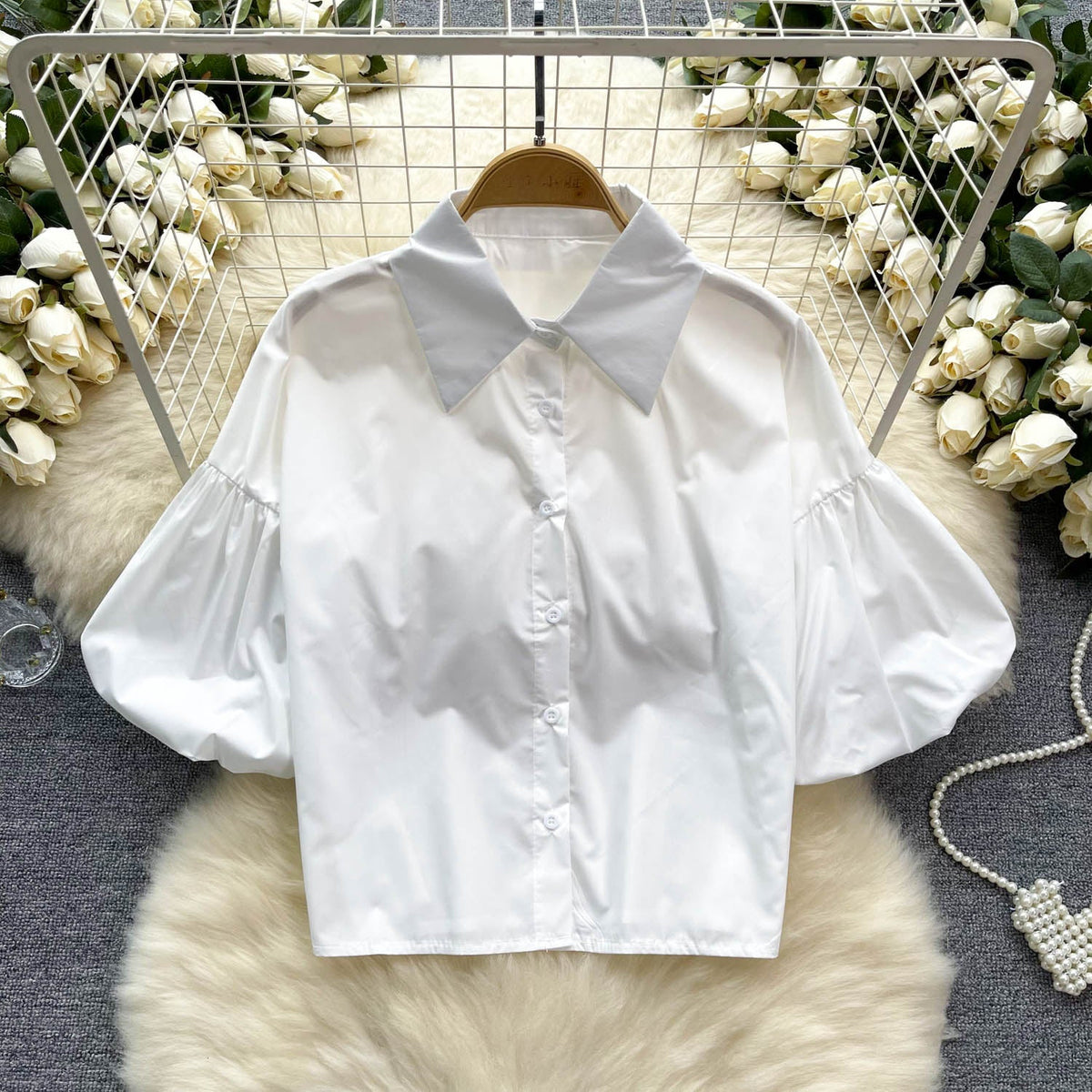 Niche Loose-fit Ruffled Sleeve Shirt