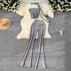 Tank Top & Flared Sleeve Knitted 2Pcs