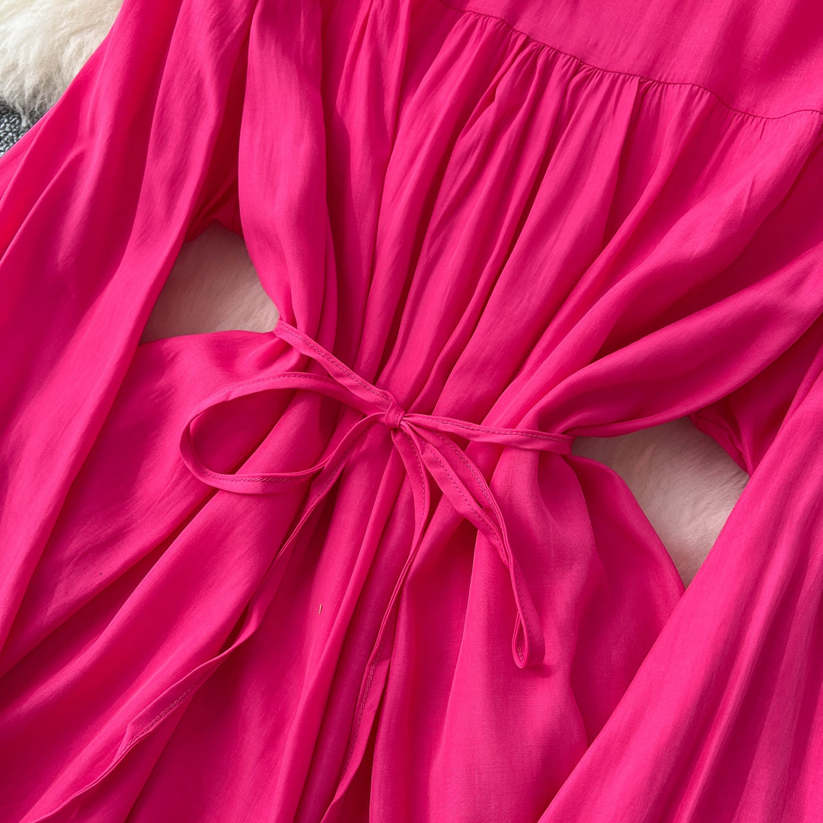 Lace-up Top & Draped Skirt 2Pcs