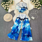 Chiffon T-shirt & Wide-leg Trousers 2Pcs
