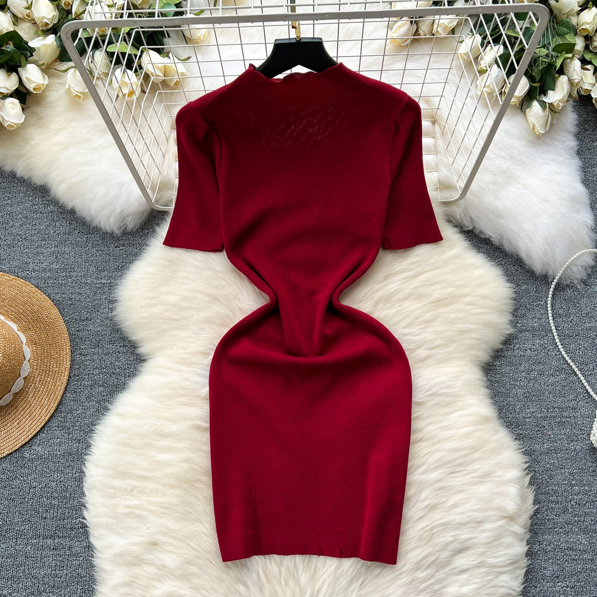 High-end Beaded Slim Knitted Dress