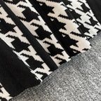 French Style Houndstooth Knitted Dress