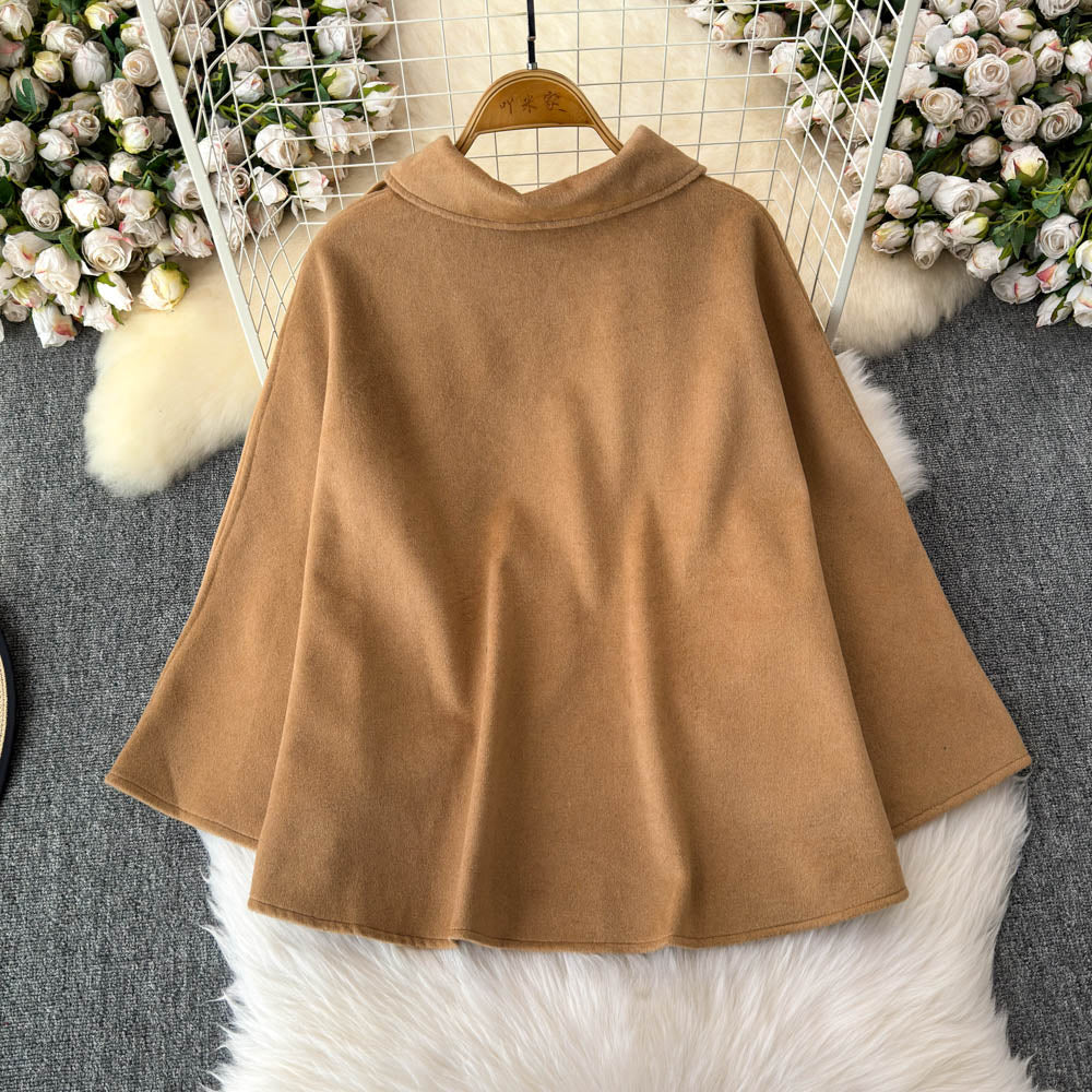 Reversible Tweed Faux Cashmere Shawl Coat