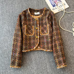 Vintage Tweed Plaid Short Jacket