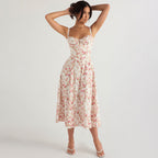 Backless Floral Printed Slip Dress