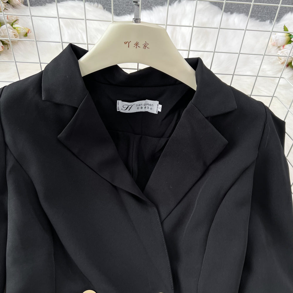 Short Blazer&Half-body Skirt Black 2Pcs