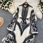 Floral Printed Pleated Ethnic Style Dress