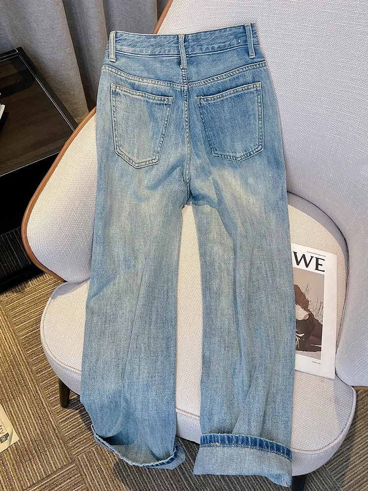 Vintage Star Embroidered Ripped Jeans