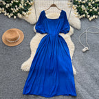 French Style Solid Color A-line Dress
