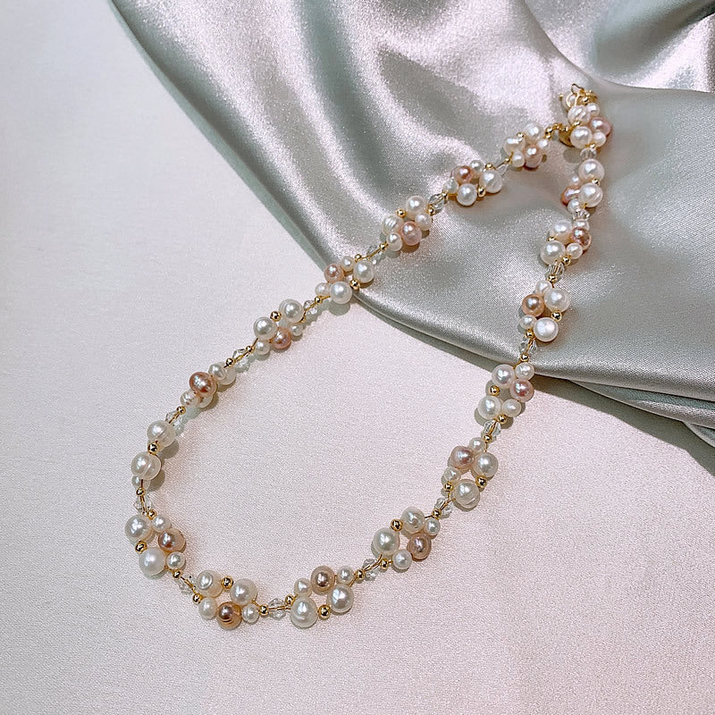 Dreamy Mosaic Pearl Bracelet Necklace Set