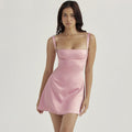 French Style Patchwork Satin Dress