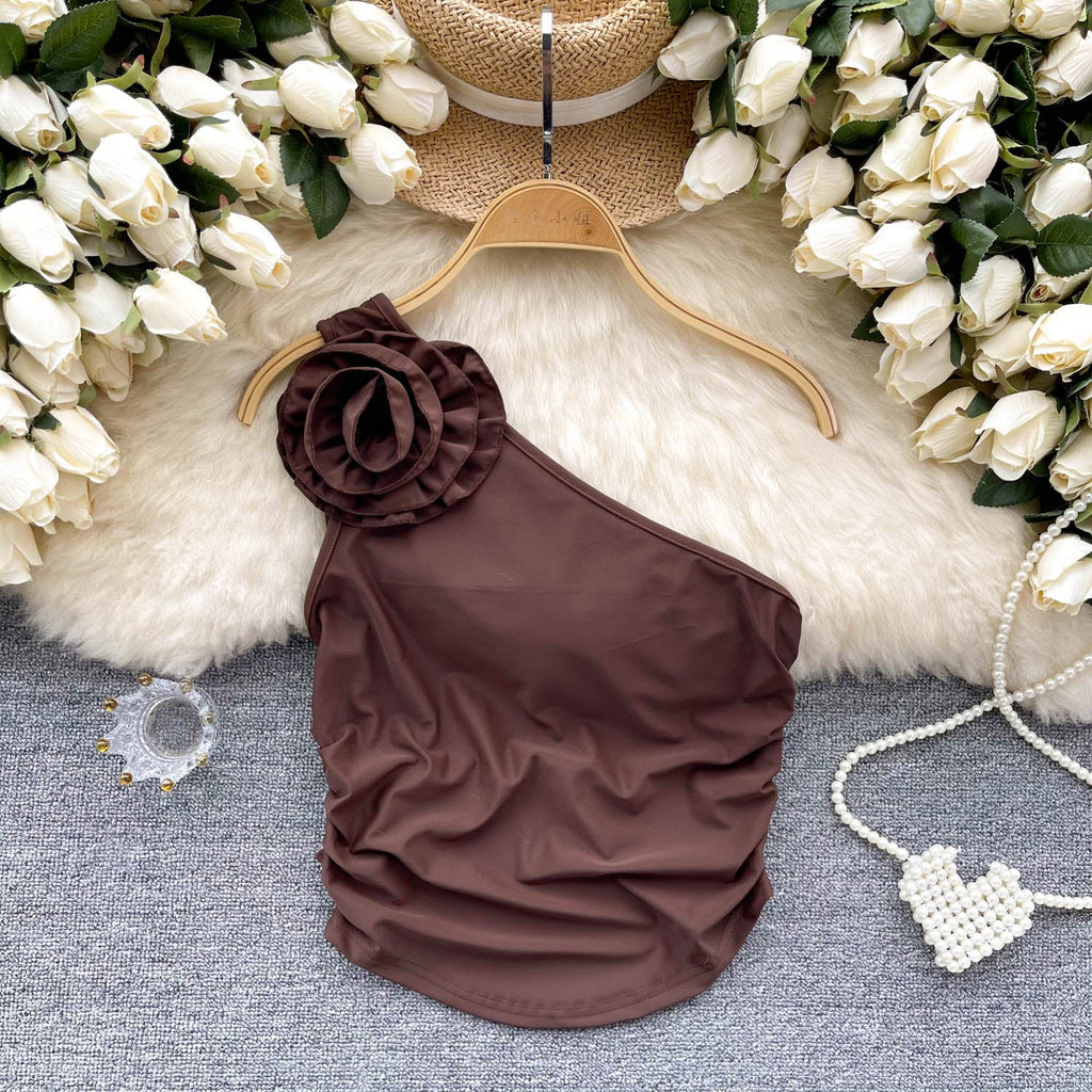 One-shoulder Slant Neckline Camisole Top