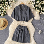 Chic Shirt&Skirt Drawstring 2Pcs