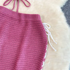 Fringed Halter Top&Skirt Knitted 2Pcs