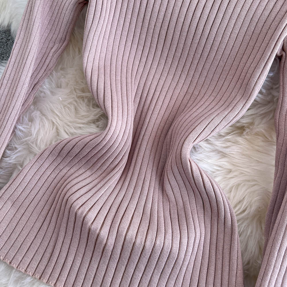 Sweater&Skirt Color-blocking Knitted 2Pcs