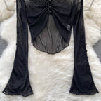 Vintage V-neck Sunscreen Black Cardigan
