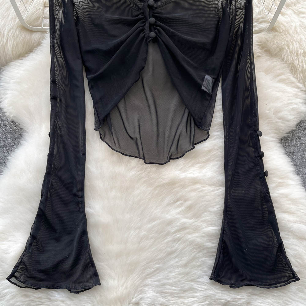 Vintage V-neck Sunscreen Black Cardigan